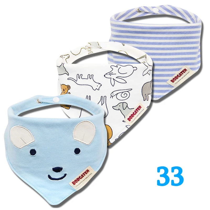 3Pc/Lot Cartoon 100% Cotton Newborn Baby Boys and Girls Bibs Baby Towel Bandanas Scarf Children Cravat Infant Kids Scarf