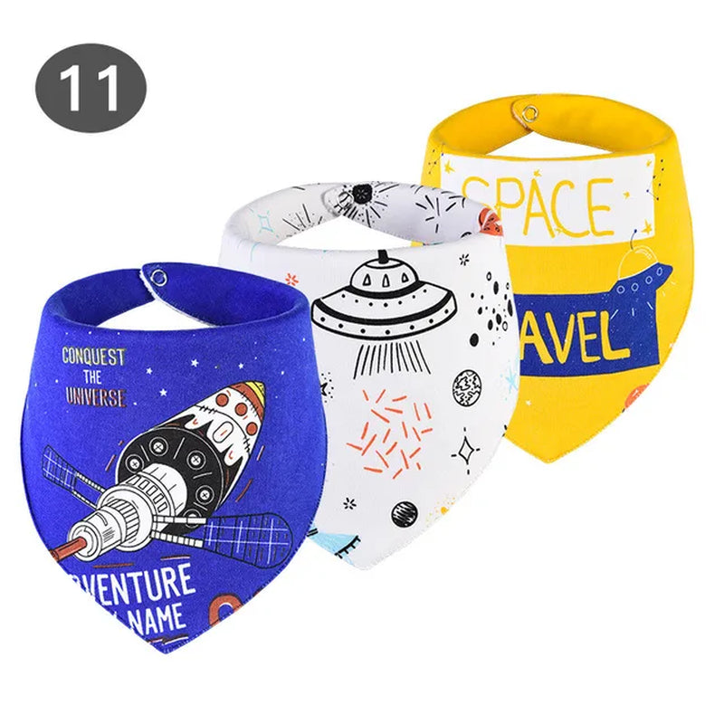 3Pc/Lot Cartoon 100% Cotton Newborn Baby Boys and Girls Bibs Baby Towel Bandanas Scarf Children Cravat Infant Kids Scarf