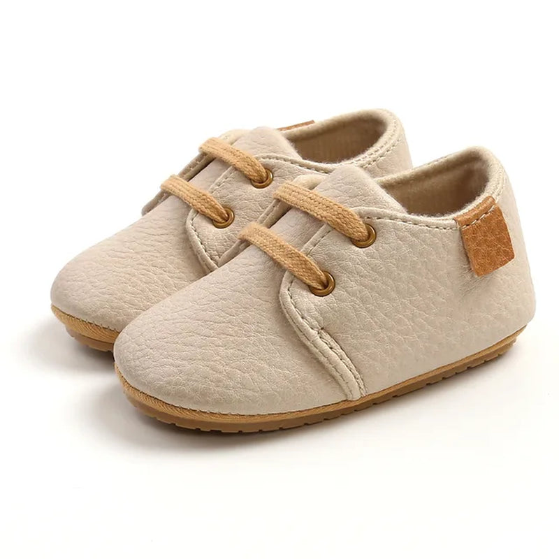 Newborn Baby Shoes Fashion Casual Infant Boys Leather Anti-Slip Falt Rubber Sole Toddler First Walkers Baby Sneakers