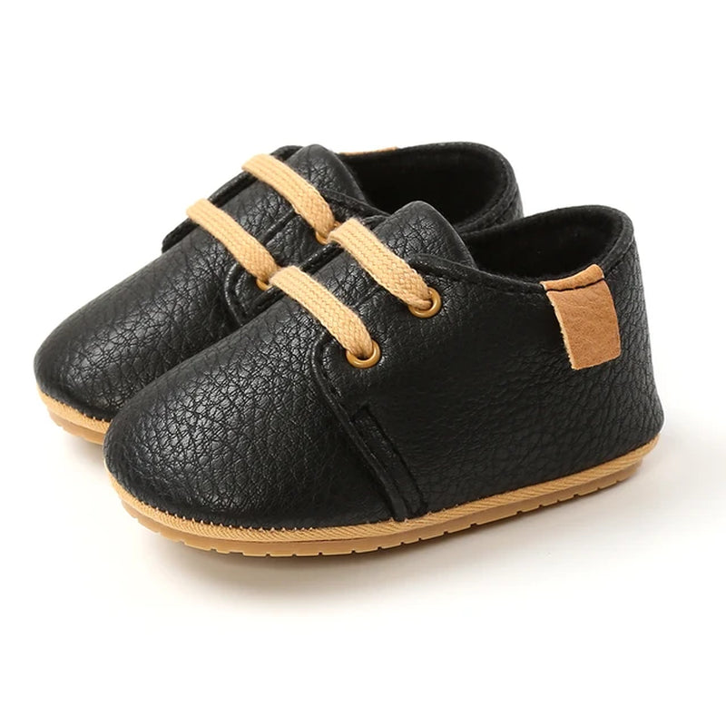 New Baby Girls Boys PU Lace-Up Baby Shoes Baby Boy High Grade Non-Slip Caual Soft Sole Toddler Frist Waliking Shoes 7 Colors