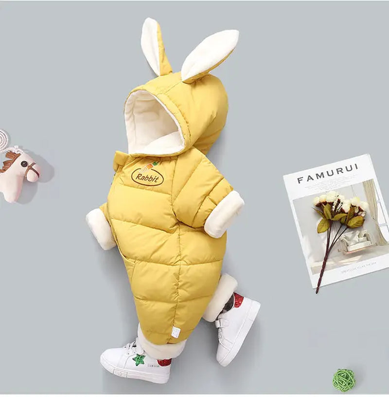 2023 Winter Baby Rompers plus Velvet Warm Baby Girl Snowsuit Cartoon Rabbit Baby Boys Jumpsuit Toddler Overalls Clothes