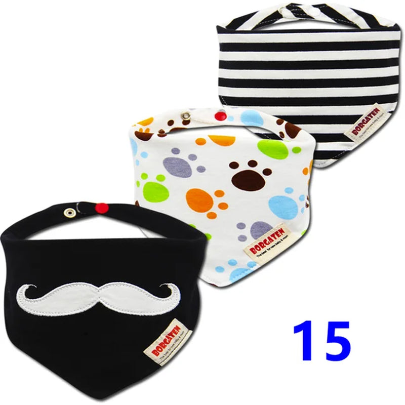 3Pc/Lot Cartoon 100% Cotton Newborn Baby Boys and Girls Bibs Baby Towel Bandanas Scarf Children Cravat Infant Kids Scarf