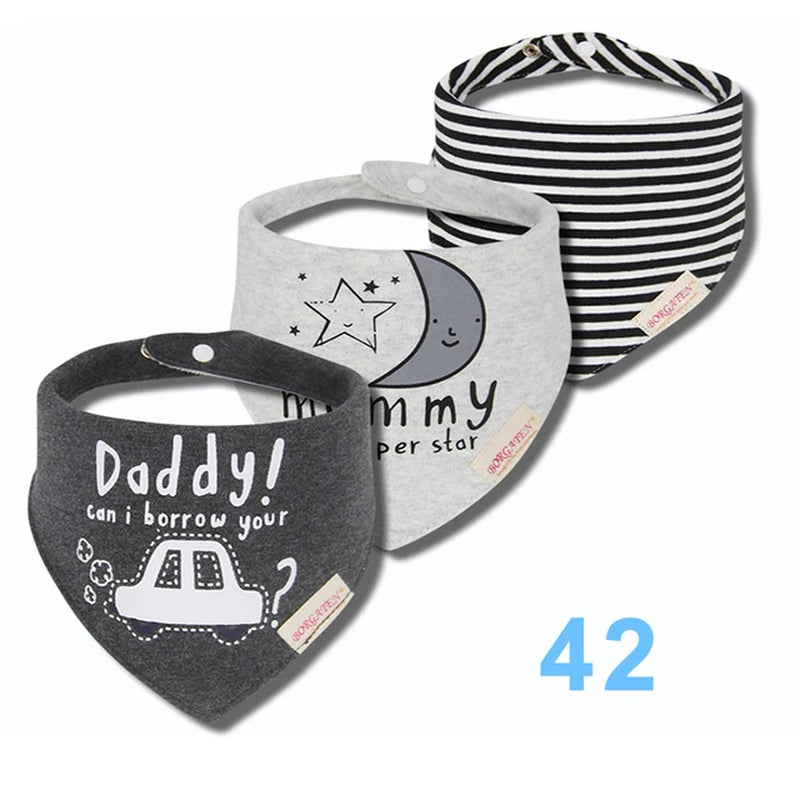 3Pc/Lot Cartoon 100% Cotton Newborn Baby Boys and Girls Bibs Baby Towel Bandanas Scarf Children Cravat Infant Kids Scarf