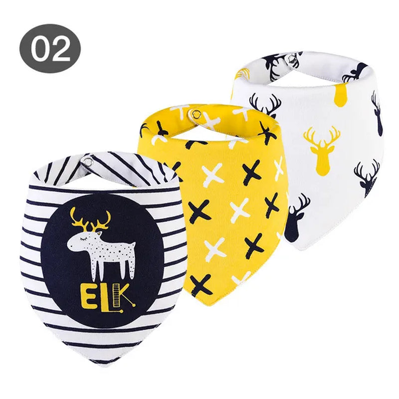 3Pc/Lot Cartoon 100% Cotton Newborn Baby Boys and Girls Bibs Baby Towel Bandanas Scarf Children Cravat Infant Kids Scarf