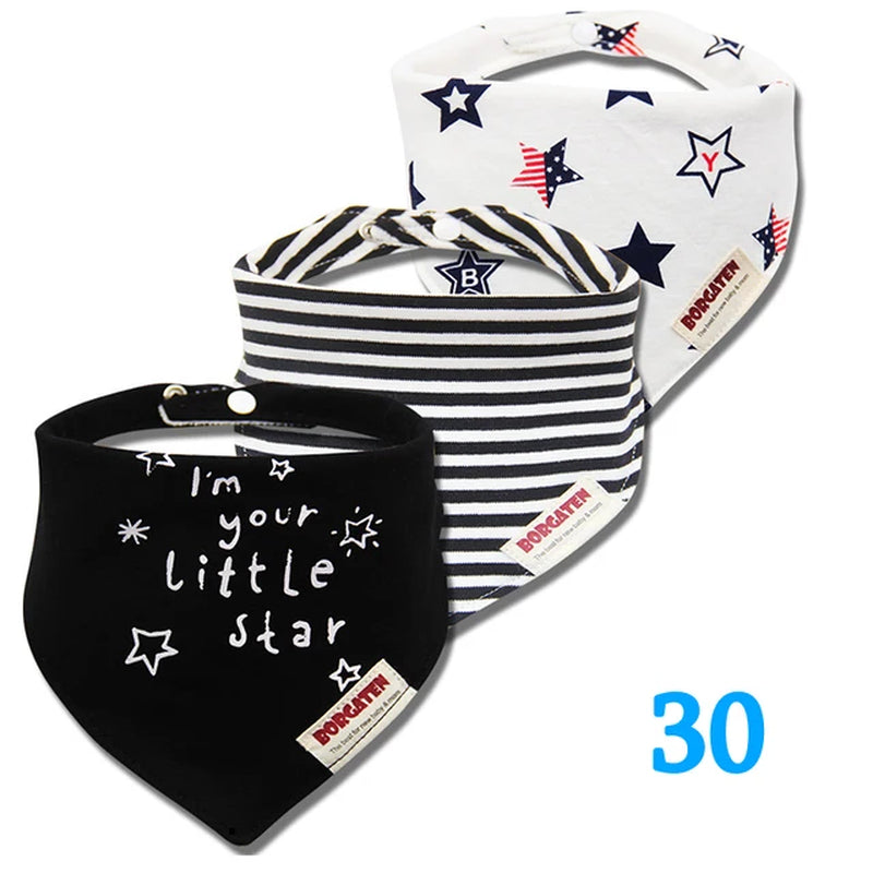 3Pc/Lot Cartoon 100% Cotton Newborn Baby Boys and Girls Bibs Baby Towel Bandanas Scarf Children Cravat Infant Kids Scarf