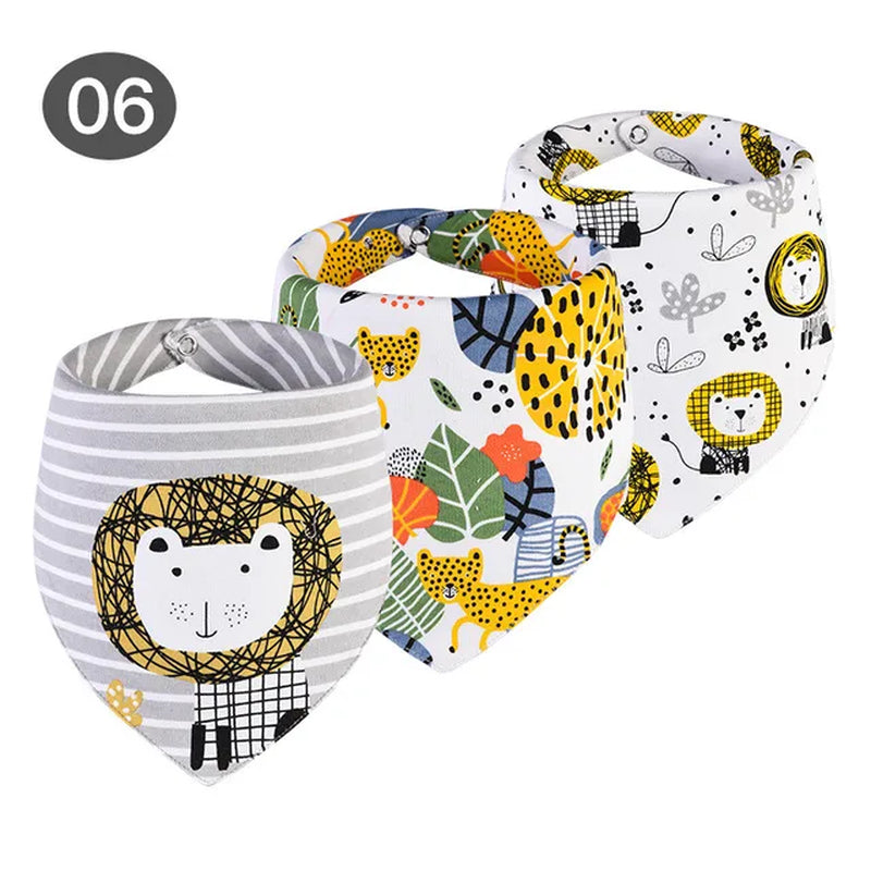 3Pc/Lot Cartoon 100% Cotton Newborn Baby Boys and Girls Bibs Baby Towel Bandanas Scarf Children Cravat Infant Kids Scarf