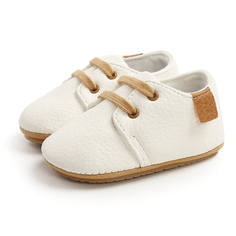 New Baby Girls Boys PU Lace-Up Baby Shoes Baby Boy High Grade Non-Slip Caual Soft Sole Toddler Frist Waliking Shoes 7 Colors