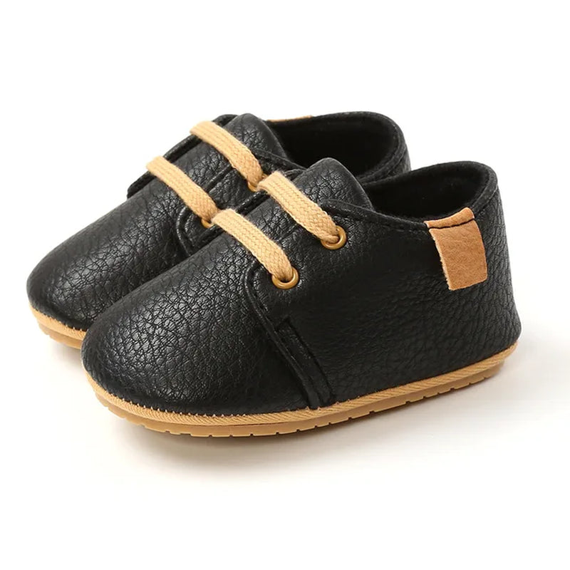 Newborn Baby Shoes Fashion Casual Infant Boys Leather Anti-Slip Falt Rubber Sole Toddler First Walkers Baby Sneakers