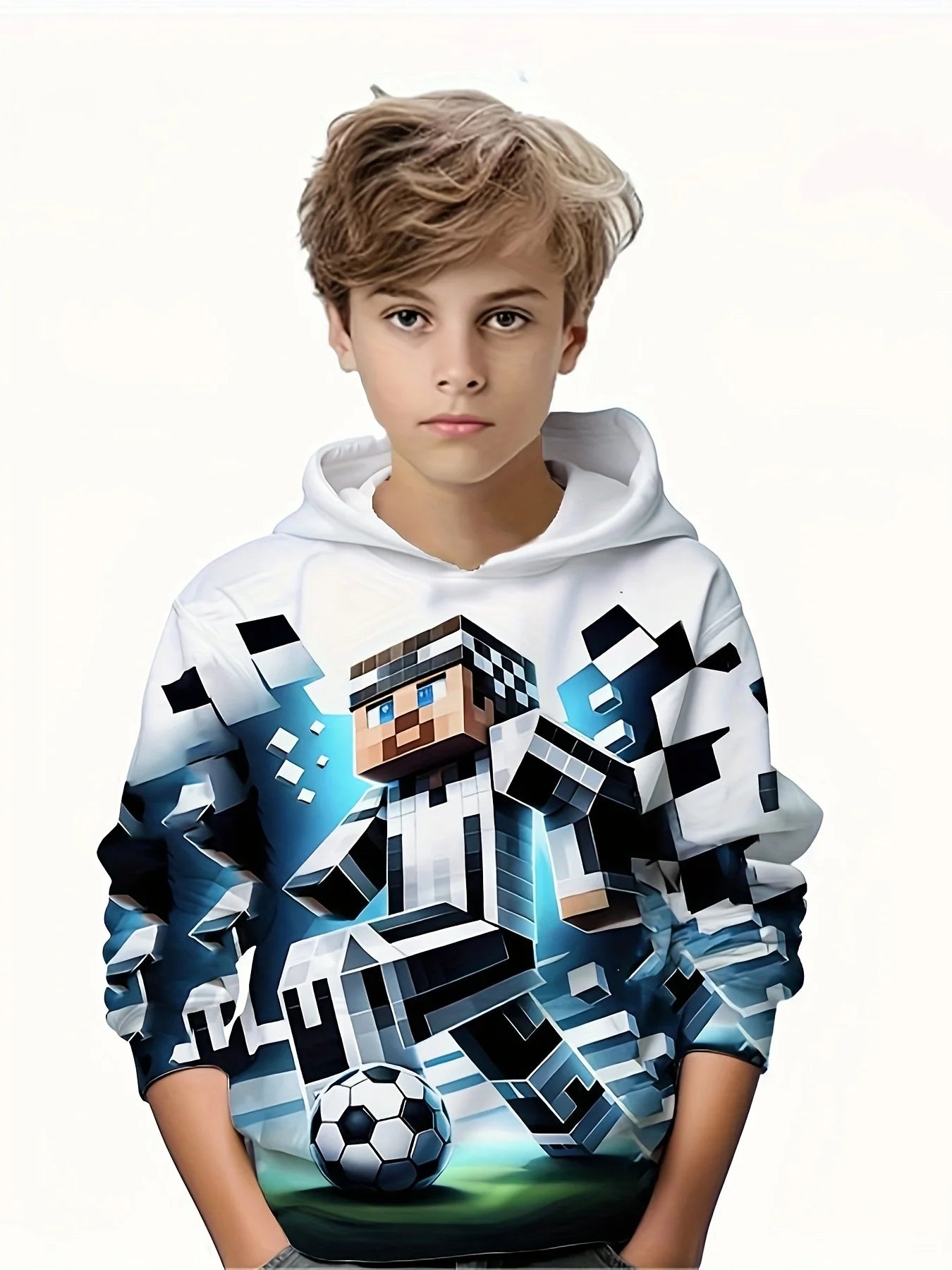 Kids Clothes Boy Hoodies Girl Clothes Long Sleeve Building Block Print Casual Kids Summer Autumn Clothes Top Children's Clothing