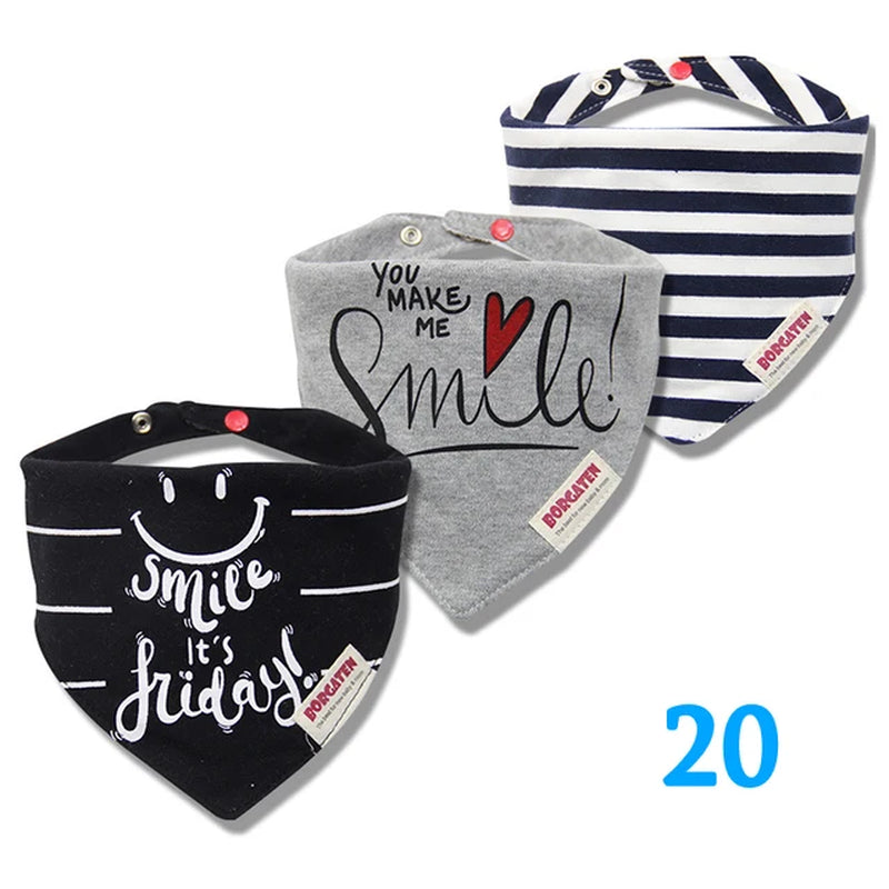 3Pc/Lot Cartoon 100% Cotton Newborn Baby Boys and Girls Bibs Baby Towel Bandanas Scarf Children Cravat Infant Kids Scarf