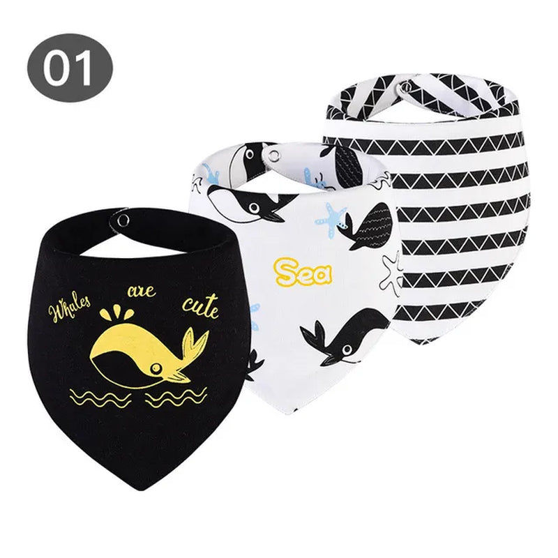 3Pc/Lot Cartoon 100% Cotton Newborn Baby Boys and Girls Bibs Baby Towel Bandanas Scarf Children Cravat Infant Kids Scarf