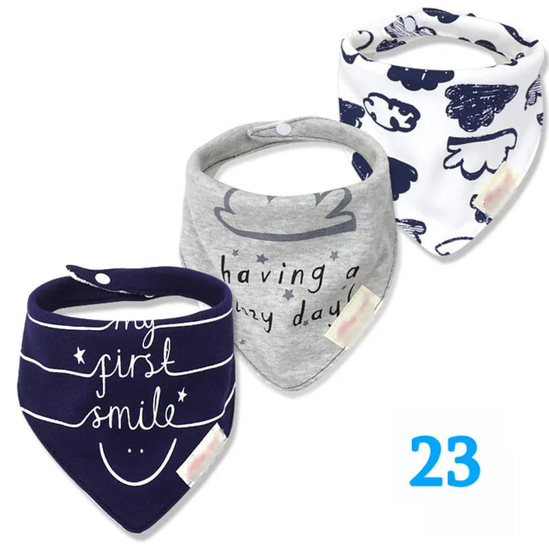 3Pc/Lot Cartoon 100% Cotton Newborn Baby Boys and Girls Bibs Baby Towel Bandanas Scarf Children Cravat Infant Kids Scarf