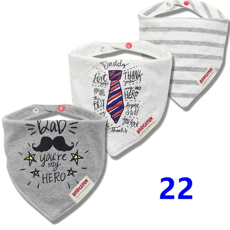 3Pc/Lot Cartoon 100% Cotton Newborn Baby Boys and Girls Bibs Baby Towel Bandanas Scarf Children Cravat Infant Kids Scarf