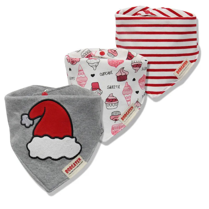 3Pc/Lot Cartoon 100% Cotton Newborn Baby Boys and Girls Bibs Baby Towel Bandanas Scarf Children Cravat Infant Kids Scarf