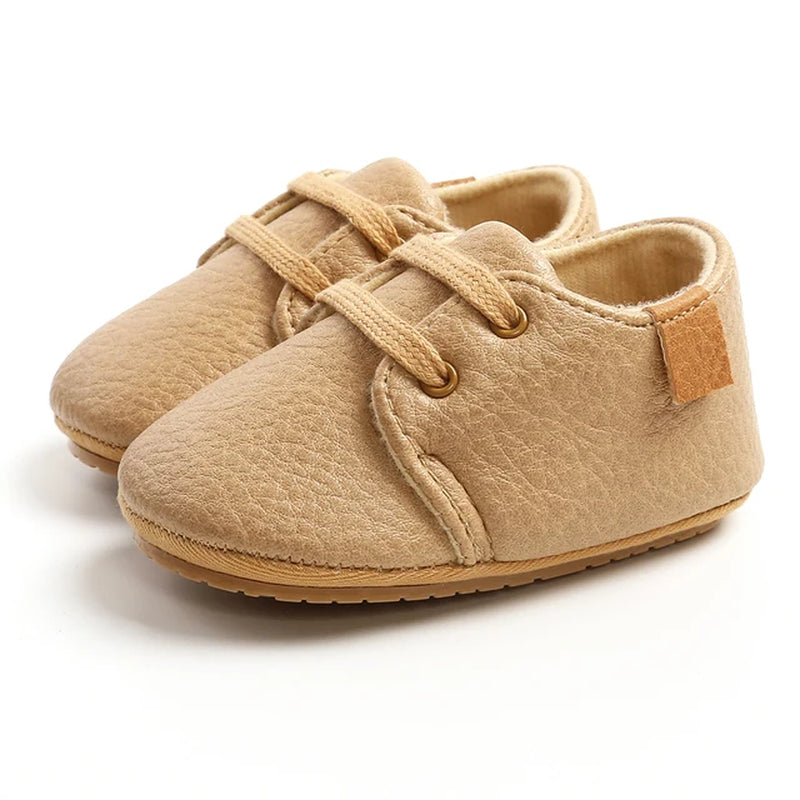 New Baby Girls Boys PU Lace-Up Baby Shoes Baby Boy High Grade Non-Slip Caual Soft Sole Toddler Frist Waliking Shoes 7 Colors