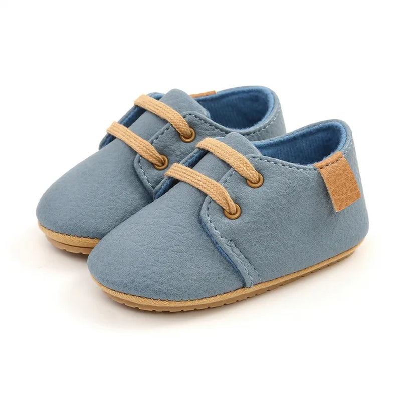 Newborn Baby Shoes Fashion Casual Infant Boys Leather Anti-Slip Falt Rubber Sole Toddler First Walkers Baby Sneakers