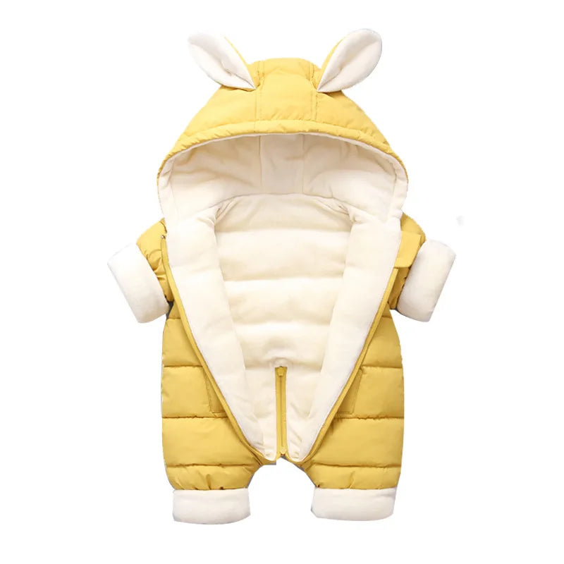 2023 Winter Baby Rompers plus Velvet Warm Baby Girl Snowsuit Cartoon Rabbit Baby Boys Jumpsuit Toddler Overalls Clothes