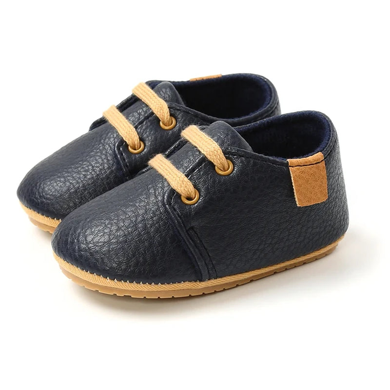New Baby Girls Boys PU Lace-Up Baby Shoes Baby Boy High Grade Non-Slip Caual Soft Sole Toddler Frist Waliking Shoes 7 Colors