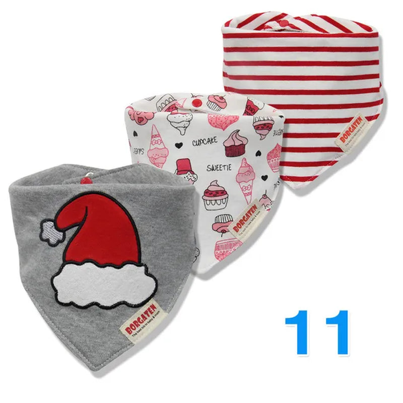 3Pc/Lot Cartoon 100% Cotton Newborn Baby Boys and Girls Bibs Baby Towel Bandanas Scarf Children Cravat Infant Kids Scarf