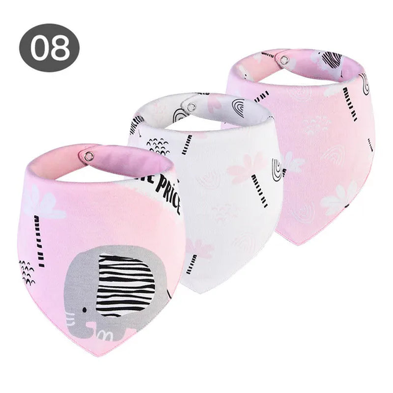 3Pc/Lot Cartoon 100% Cotton Newborn Baby Boys and Girls Bibs Baby Towel Bandanas Scarf Children Cravat Infant Kids Scarf
