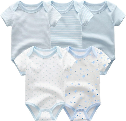 Unisex Boy Girl Baby Bodysuit 5 Pack Cartoon Cotton Infant Clothes Short Sleeve Soft Babie's Outfits