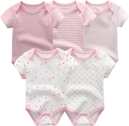 Unisex Boy Girl Baby Bodysuit 5 Pack Cartoon Cotton Infant Clothes Short Sleeve Soft Babie's Outfits