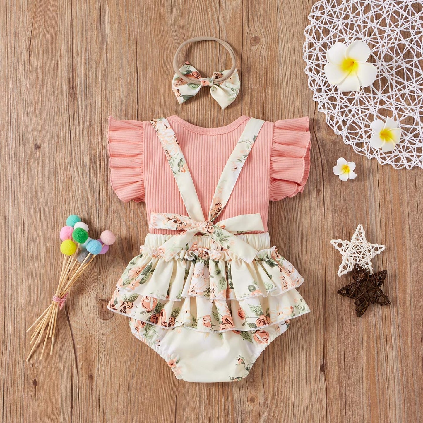Noubeau Baby Girls Sleeveless Off Shoulder Embroidery Rose Tops+Skirts Set Summer Outfits