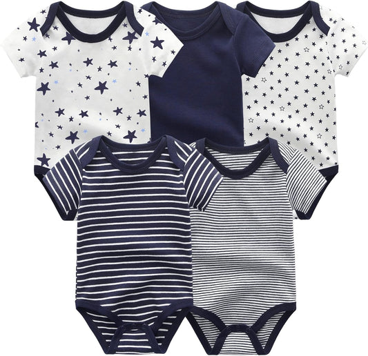 Unisex Boy Girl Baby Bodysuit 5 Pack Cartoon Cotton Infant Clothes Short Sleeve Soft Babie's Outfits