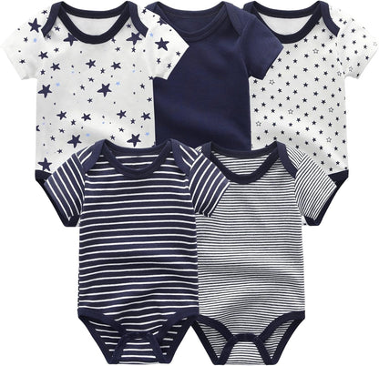 Unisex Boy Girl Baby Bodysuit 5 Pack Cartoon Cotton Infant Clothes Short Sleeve Soft Babie's Outfits