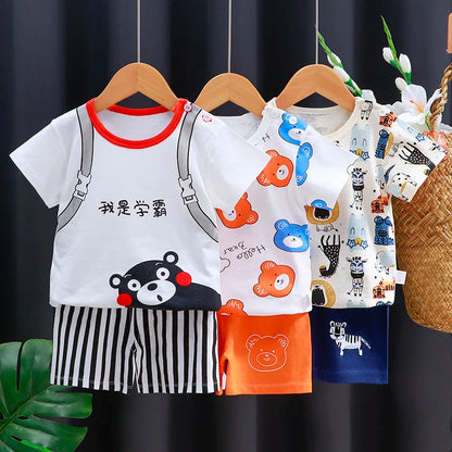 Kids Clothes Set Baby Boy/Girl T-Shirt + Shorts Summer Clothing Cotton Cartoon Casual Boys Tracksuit Children Baby Clothes Set