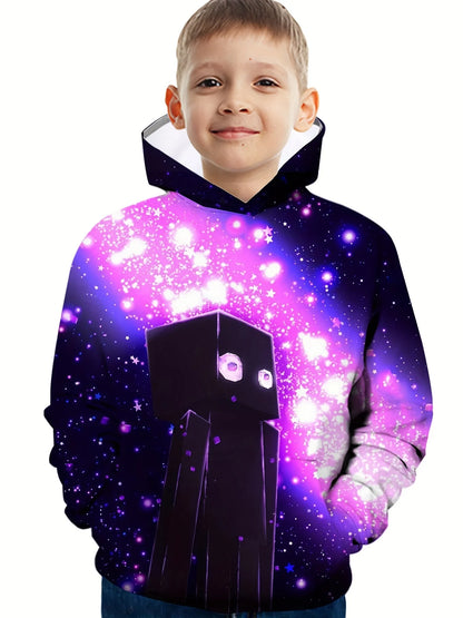 Kids Clothes Boy Hoodies Girl Clothes Long Sleeve Building Block Print Casual Kids Summer Autumn Clothes Top Children's Clothing