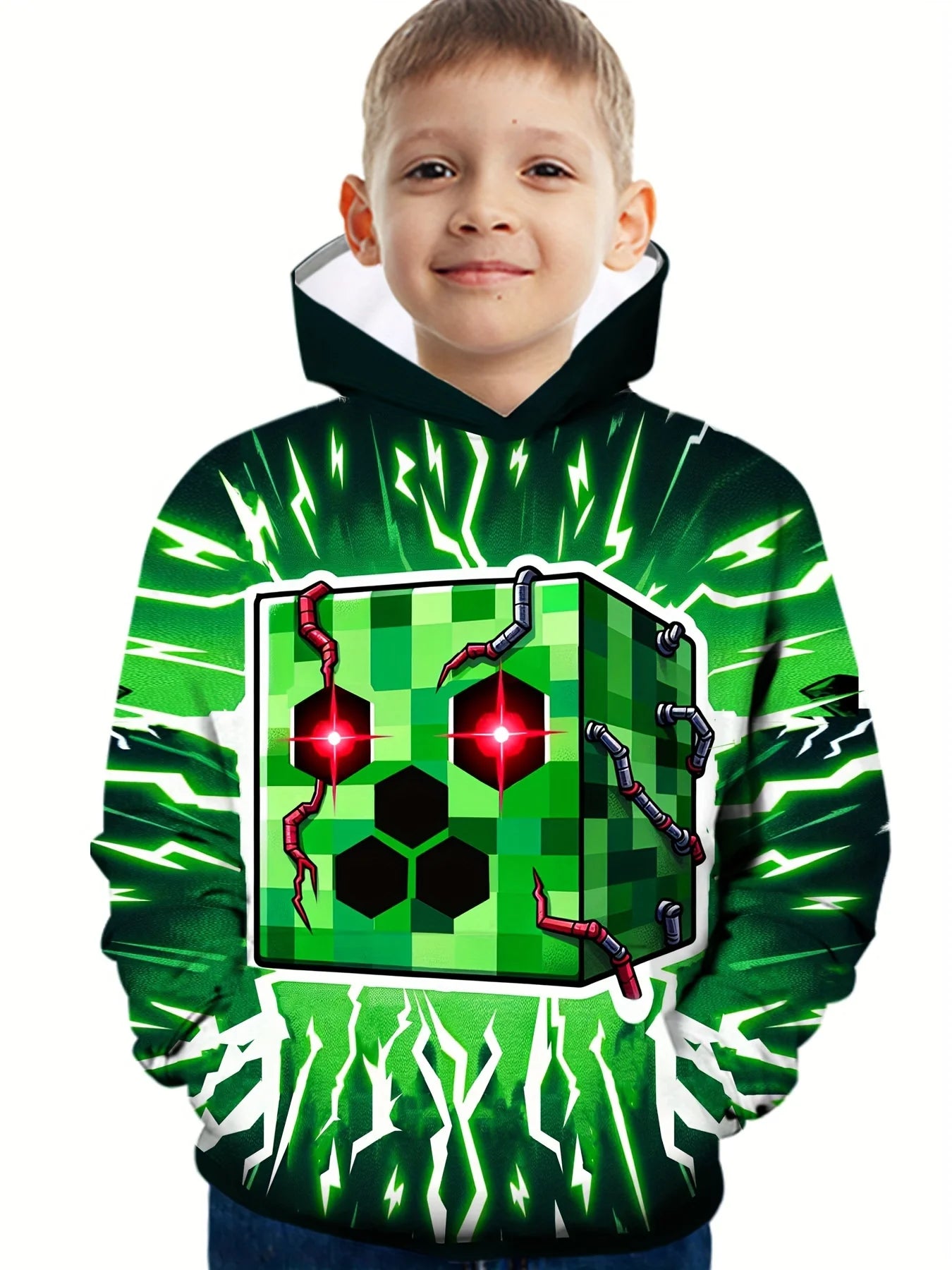 Kids Clothes Boy Hoodies Girl Clothes Long Sleeve Building Block Print Casual Kids Summer Autumn Clothes Top Children's Clothing