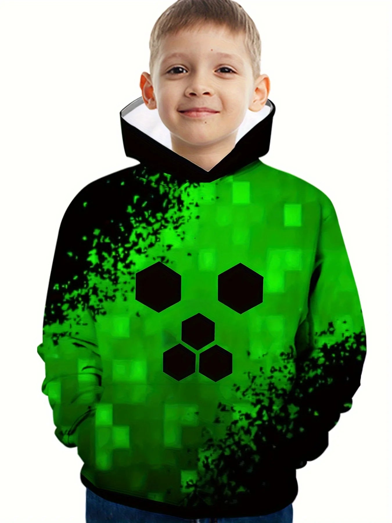 Kids Clothes Boy Hoodies Girl Clothes Long Sleeve Building Block Print Casual Kids Summer Autumn Clothes Top Children's Clothing