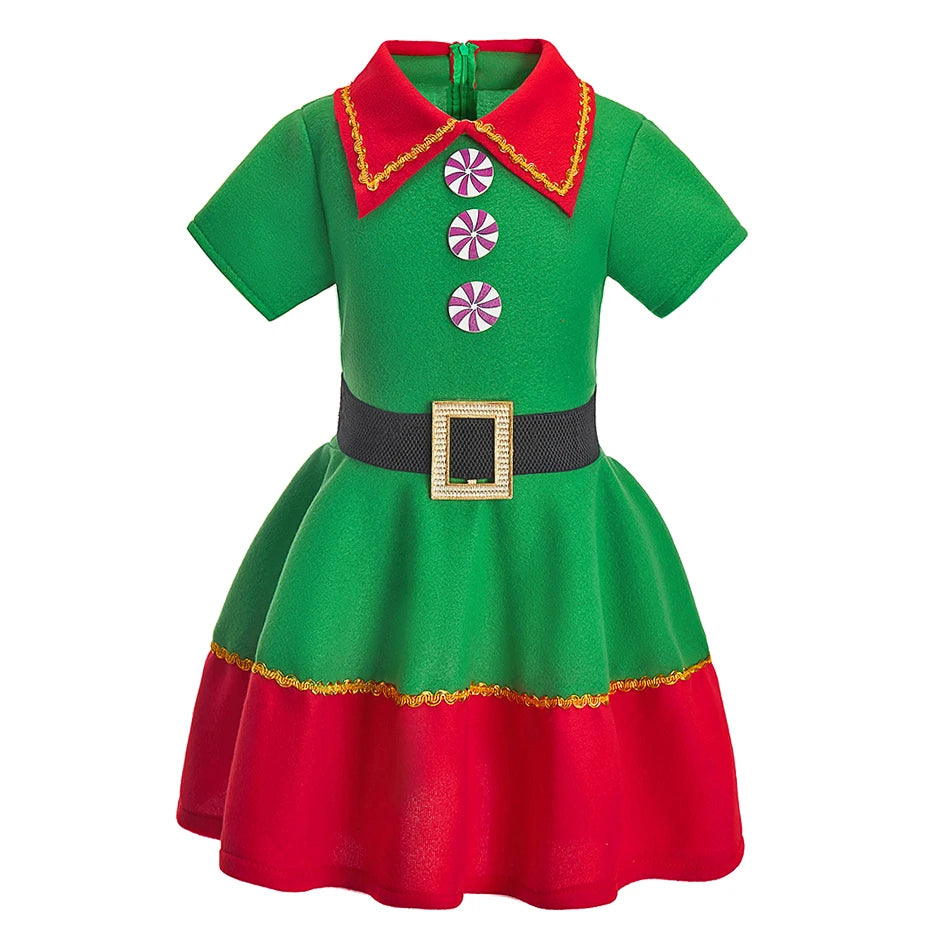 Kids Adult Christmas Clothing Set Kids Tops Pants Hat Belt Children Xmas Clothes Baby Boy Girl Birthday Outfit Elves Costume