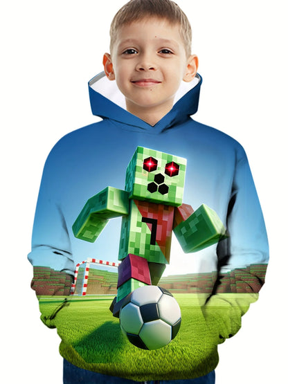 Kids Clothes Boy Hoodies Girl Clothes Long Sleeve Building Block Print Casual Kids Summer Autumn Clothes Top Children's Clothing