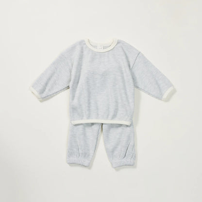 Korean Style Children Clothes Suit Waffle Pullover+Pants Baby Boys Girls Clothing Set Spring Autumn Kids Clothes Suit