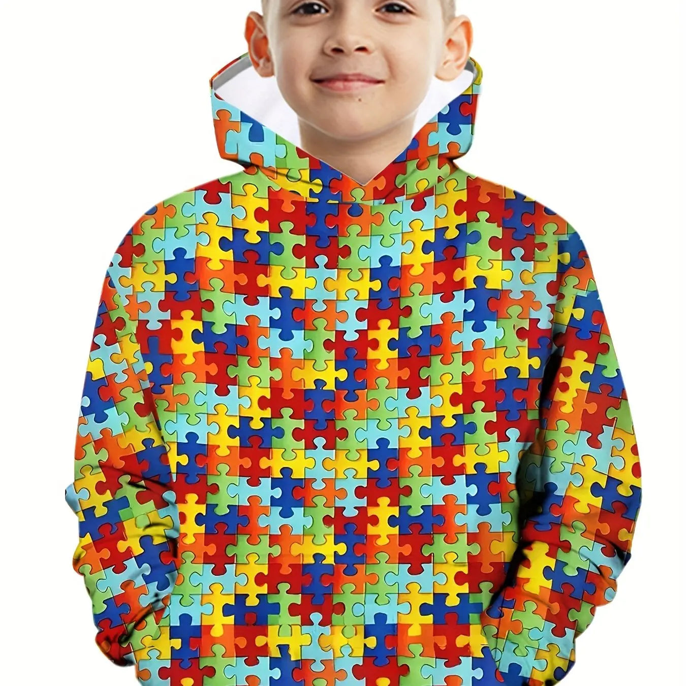 Kids Clothes Boy Hoodies Girl Clothes Long Sleeve Building Block Print Casual Kids Summer Autumn Clothes Top Children's Clothing