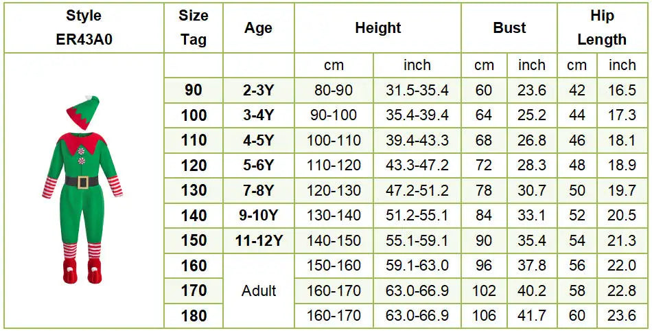 Kids Adult Christmas Clothing Set Kids Tops Pants Hat Belt Children Xmas Clothes Baby Boy Girl Birthday Outfit Elves Costume