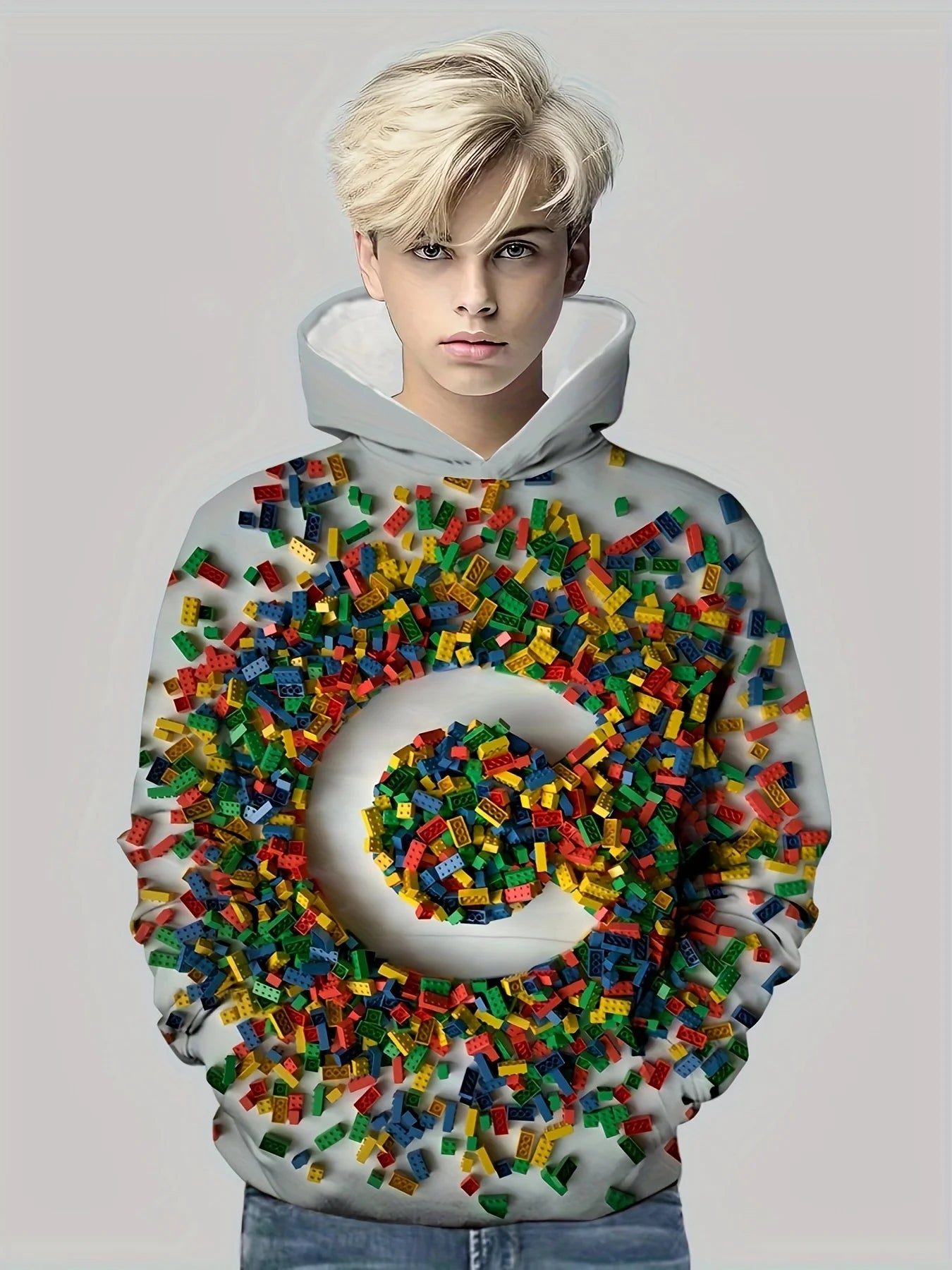 Kids Clothes Boy Hoodies Girl Clothes Long Sleeve Building Block Print Casual Kids Summer Autumn Clothes Top Children's Clothing